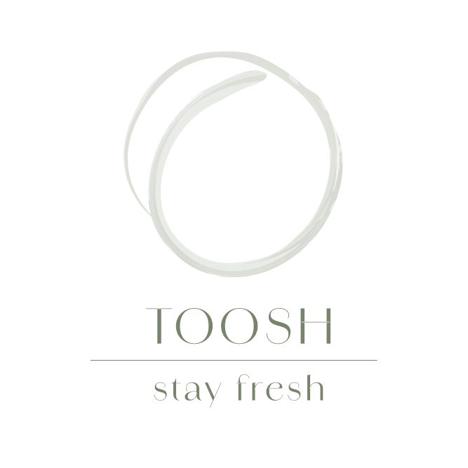 Toosh logo with the ring mark and stay fresh line